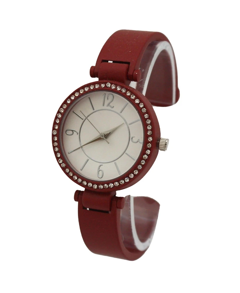 Solid Colors And Rhinestone Detail Bangle Watch