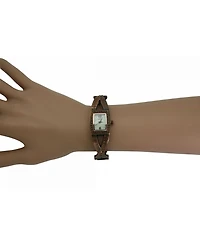 Olivia Pratt Bronze Rhinestones And Pearl Tone Bangle Watch
