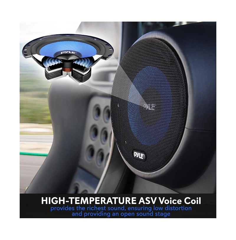 Pyle 6.5'' Two-Way Component Speaker System, 360W, 4 Ohm, Blue (Pair)