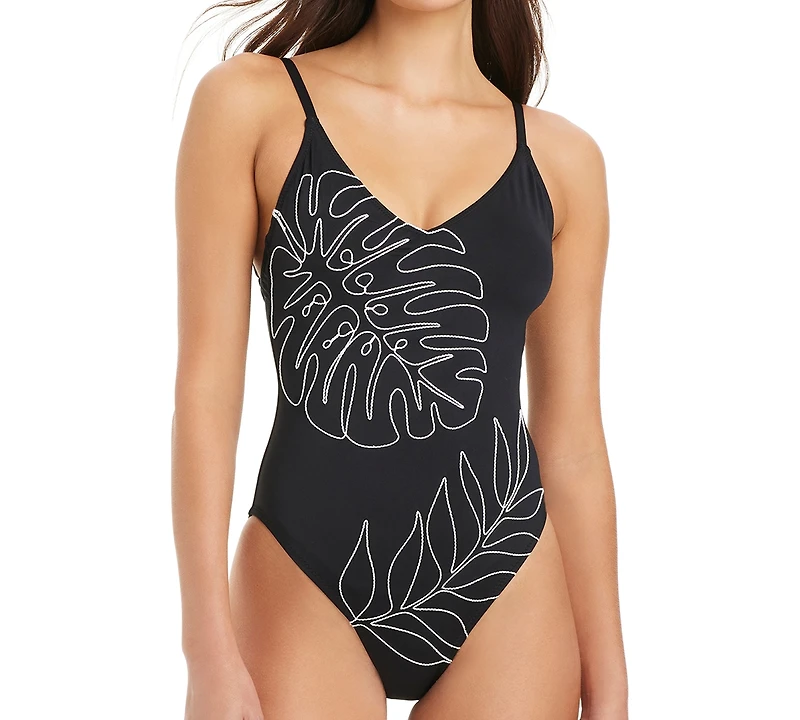 Sanctuary Midnight Breeze High Leg Scoop Neck Over The Shoulder Swimsuit