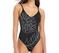 Sanctuary Midnight Breeze High Leg Scoop Neck Over The Shoulder Swimsuit