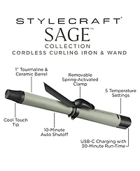 StyleCraft Professional Sage Cordless Curling Wand
