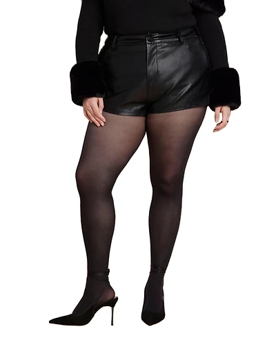 Eloquii Women's Plus Mini Faux Leather Short