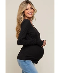 Pinkblush Maternity Black Button Front Long Sleeve Top
