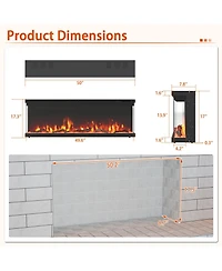 50" Wide 3-Sided Electric Fireplace Insert 750with 1200W Recessed Wall-Mounted Heater