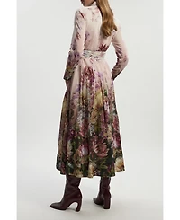 Karen Millen Women's Floral Long Sleeve Woven Maxi Dress