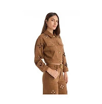 The Noli Shop Women's Kaia Suede Jacket - Cognac