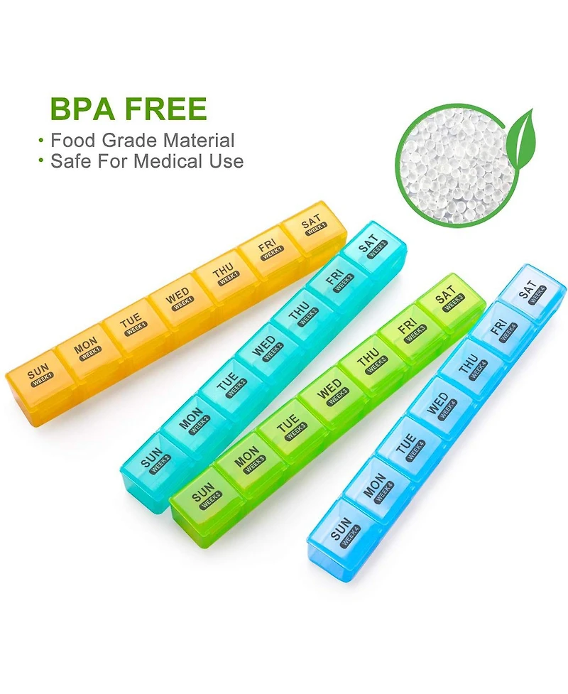 Sukuos Pill Organizer Monthly 28 Day Easy Open Moisture Resistant Box for Vitamins