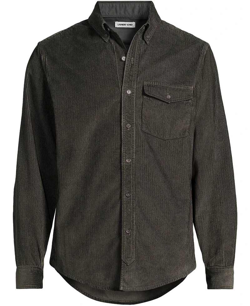 Lands' End Men's Long Sleeve Wide Wale Corduroy Shirt