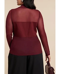 Eloquii Women's Plus Paneled Sheer Top