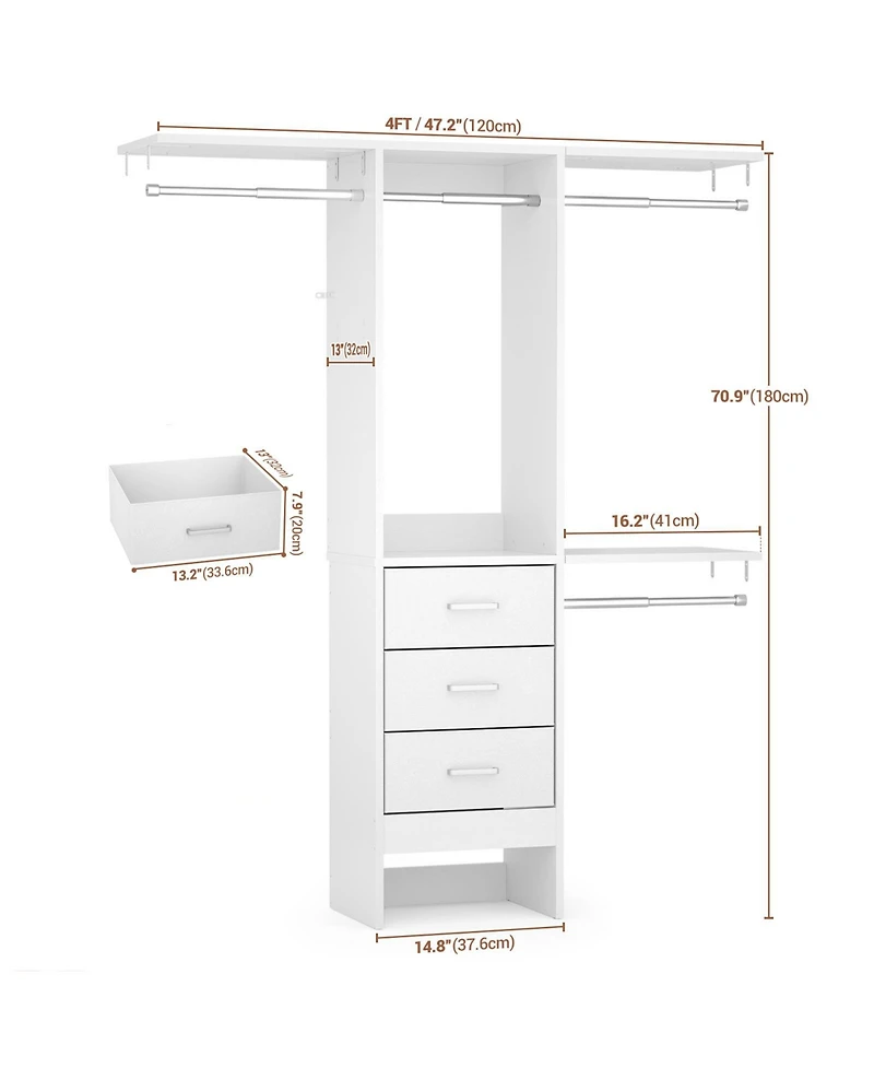 Aheaplus 4FT Small Closet Organizer with Fabric Drawers