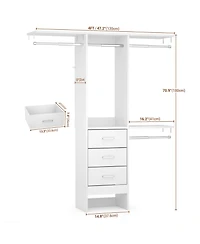 Aheaplus 4FT Small Closet Organizer with Fabric Drawers
