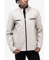 Xray Men's Pu Leather Jacket With Hood And Faux Shearling Lining