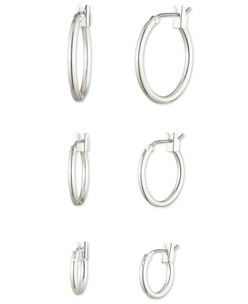 Nine West 3-Pack Silver-Tone Hoop Earrings