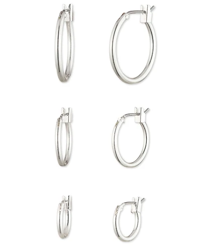 Nine West 3-Pack Silver-Tone Hoop Earrings