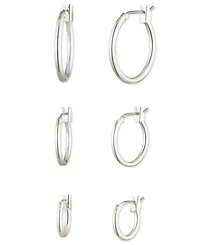Nine West 3-Pack Silver-Tone Hoop Earrings