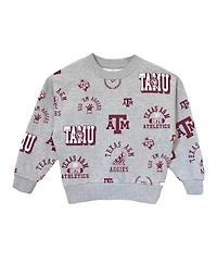 Gameday Couture Big Girls Gray Texas A&M Aggies Always on Repeat Pullover Sweatshirt