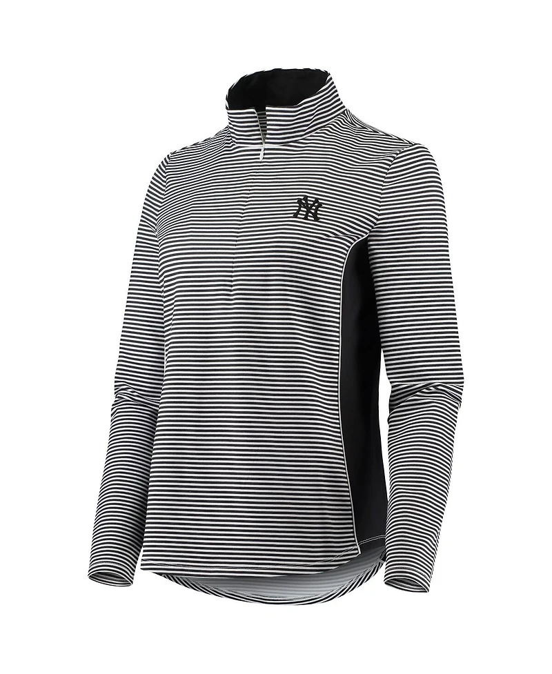 Tommy Bahama Women's Black New York Yankees Aubrey Stripe Block IslandZone Half-Zip Jacket