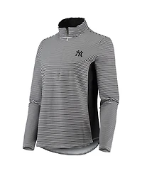 Tommy Bahama Women's Black New York Yankees Aubrey Stripe Block IslandZone Half-Zip Jacket