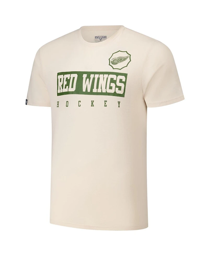LevelWear Men's Dylan Larkin Khaki Detroit Red Wings 2024 Nhl Military Appreciation Richmond Delta Player Name Number T-Shirt