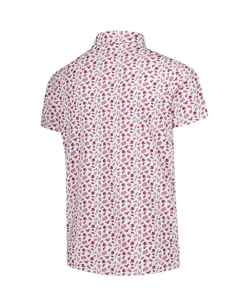 Garb Big Boys and Girls Crimson Alabama Tide Tom Allover Print Performance Polo Shirt