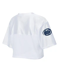 ZooZatz Women's White Penn State Nittany Lions Mesh Cropped V-Neck T-Shirt