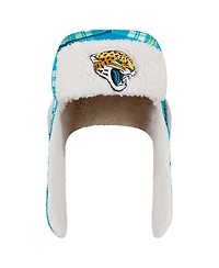 New Era Teal Jacksonville Jaguars Sideline Plaid Sherpa Trapper Hat