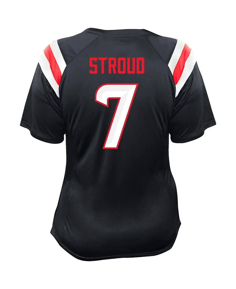 Fanatics Women's C.j. Stroud Navy Houston Texans Plus Size Name Number Raglan Lace V-Neck T-Shirt