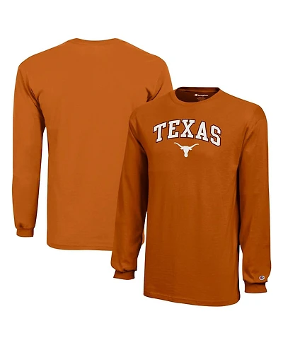 Champion Big Boys and Girls Texas Orange Longhorns Arch Over Logo Long Sleeve T-Shirt