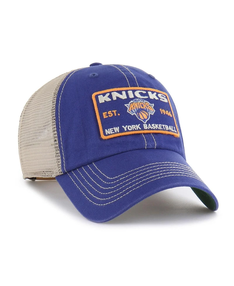 '47 Brand Men's Blue/Tan New York Knicks Wabash Patch Clean Up Adjustable Hat