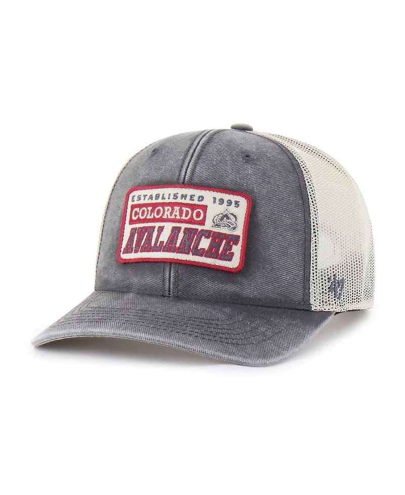 '47 Brand Men's Charcoal Colorado Avalanche Canteen Pigment Dyed Patch Trucker Adjustable Hat