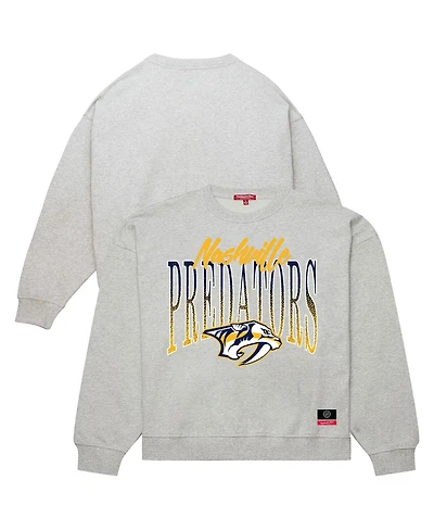 Mitchell & Ness Women's Heather Gray Nashville Predators Hockey Night Sweatshirt
