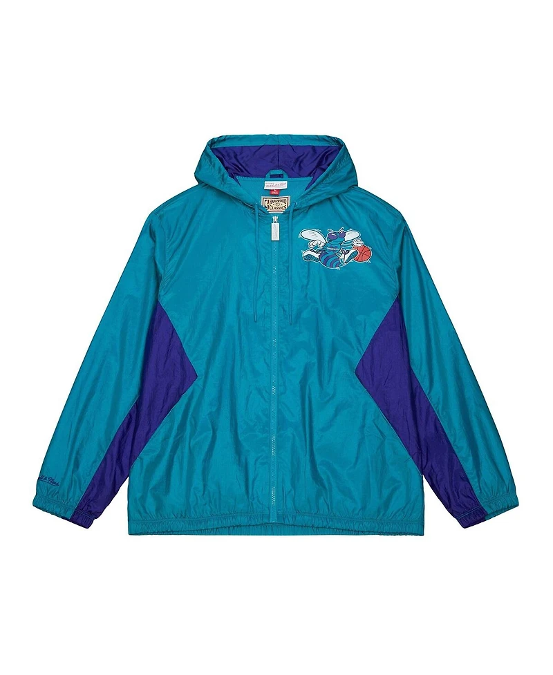 Mitchell & Ness Men's Teal Charlotte Hornets Playmaker Full-Zip Windbreaker Jacket