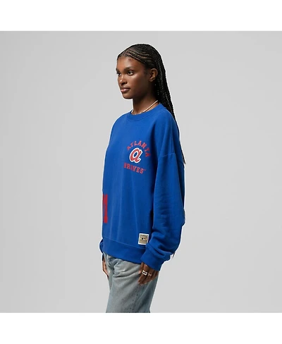 Mitchell & Ness Women's Royal Atlanta Braves Cooperstown Collection Crewneck Sweatshirt