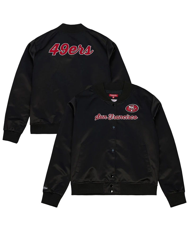 Mitchell & Ness Women's Black San Francisco 49ers Full-Snap Satin Jacket