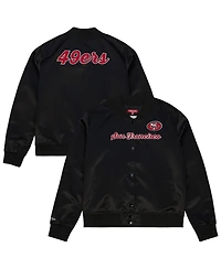 Mitchell & Ness Women's Black San Francisco 49ers Full-Snap Satin Jacket
