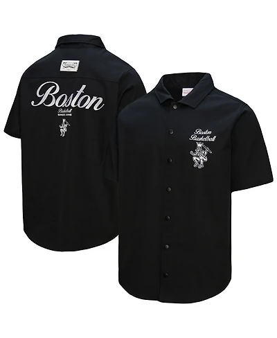 Mitchell & Ness Men's Black Boston Celtics Hardwood Classics Camp Shirt