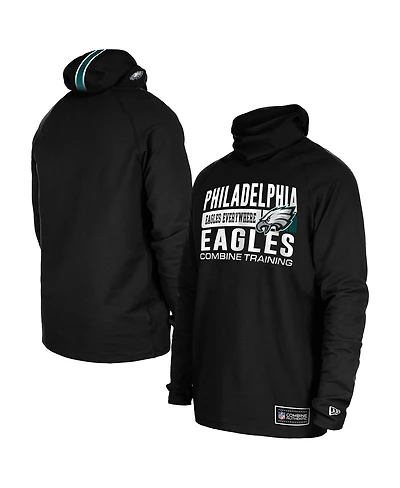 New Era Men's Black Philadelphia Eagles Functional Fandom Balaclava Helmet Stripe Tri-Blend Hoodie