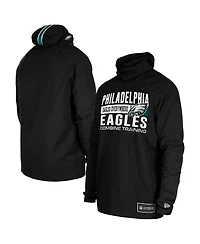 New Era Men's Black Philadelphia Eagles Functional Fandom Balaclava Helmet Stripe Tri-Blend Hoodie