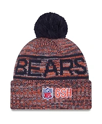 New Era Men's Orange Chicago Bears 2025 Sideline Cold Weather Cuffed Pom with Knit Hat