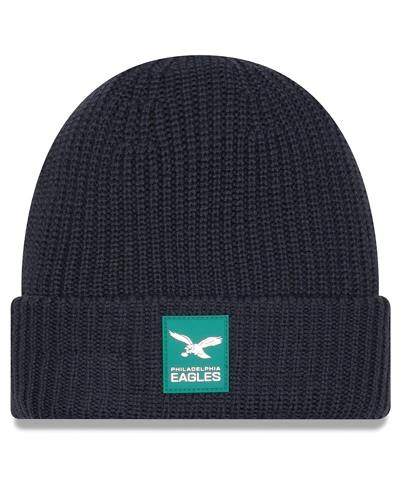 New Era Men's Charcoal Philadelphia Eagles 2025 Sideline Cold Weather Throwback Cuffed Knit Hat