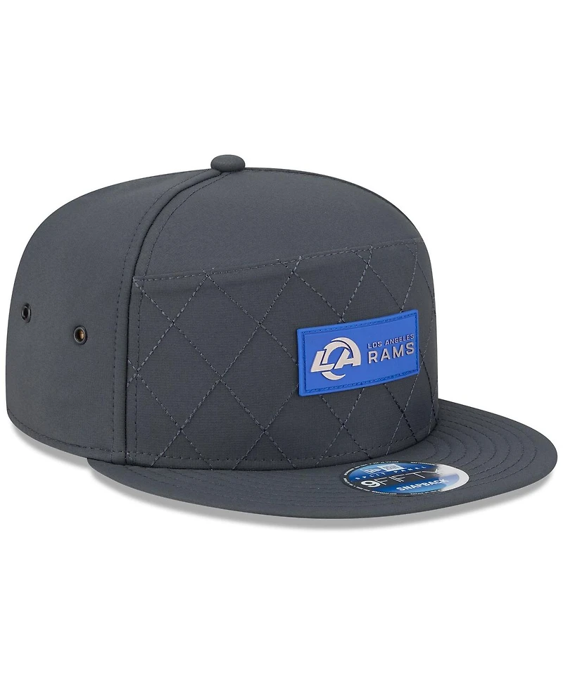 New Era Men's Charcoal Los Angeles Rams 2025 Sideline Cold Weather Split Panel 9FIFTY Snapback Hat