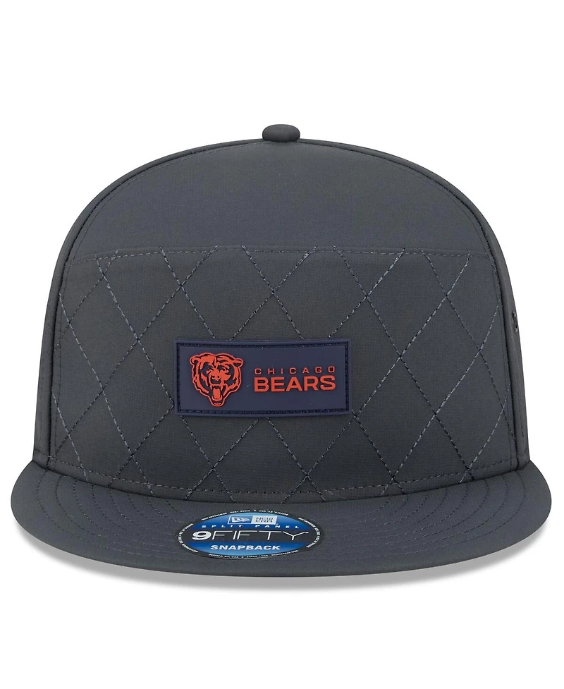 New Era Men's Charcoal Chicago Bears 2025 Sideline Cold Weather Split Panel 9FIFTY Snapback Hat