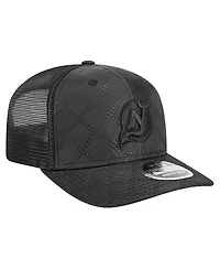 New Era Men's Black New Jersey Devils Quilted Nylon 9SEVENTY Adjustable Trucker Hat