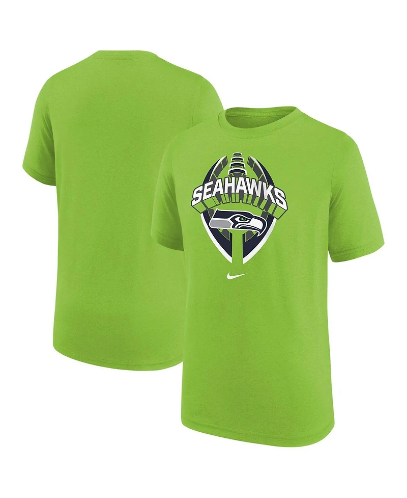 Nike Big Boys and Girls Neon Green Seattle Seahawks Icon Legend T-Shirt