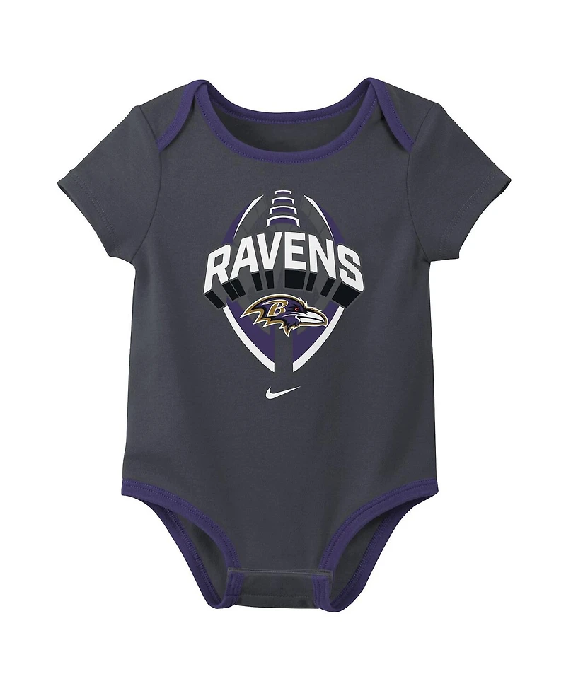 Nike Baby Boys and Girls 3-Piece Baltimore Ravens Bodysuit Set