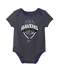 Nike Baby Boys and Girls 3-Piece Baltimore Ravens Bodysuit Set