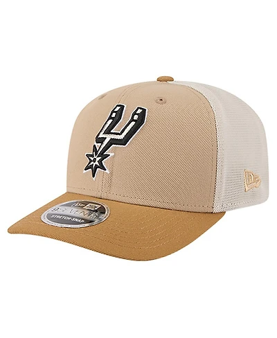 New Era Men's Tan/Light Brown San Antonio Spurs Two-Tone 9SEVENTY Adjustable Trucker Hat