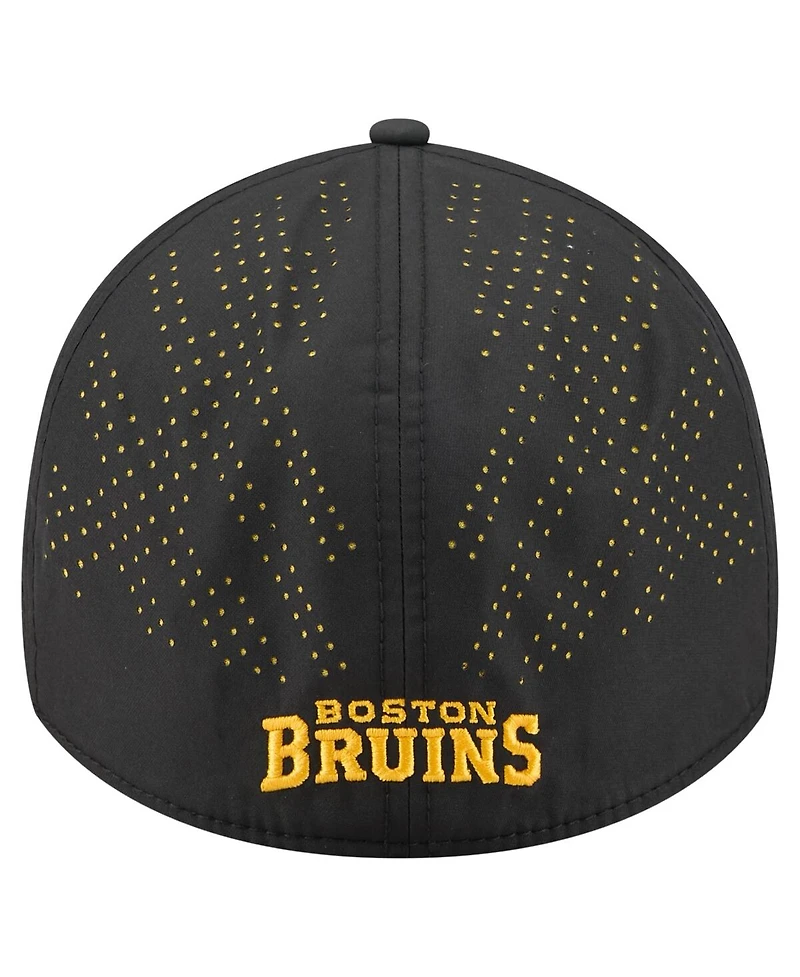 New Era Men's Black Boston Bruins Night 39THIRTY Flex Hat