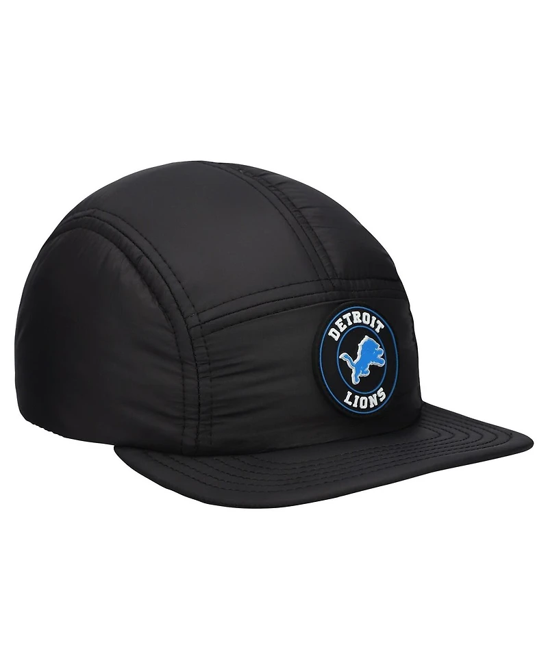 New Era Men's Black Detroit Lions Quilted Camper Adjustable Hat